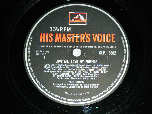 画像: PAUL JONES of MANFRED MANN - LOVE ME LOVE MY FRIENDS / 1967 UK ORIGINAL 1st Press "RED H.M.V. Label" MONO Used LP