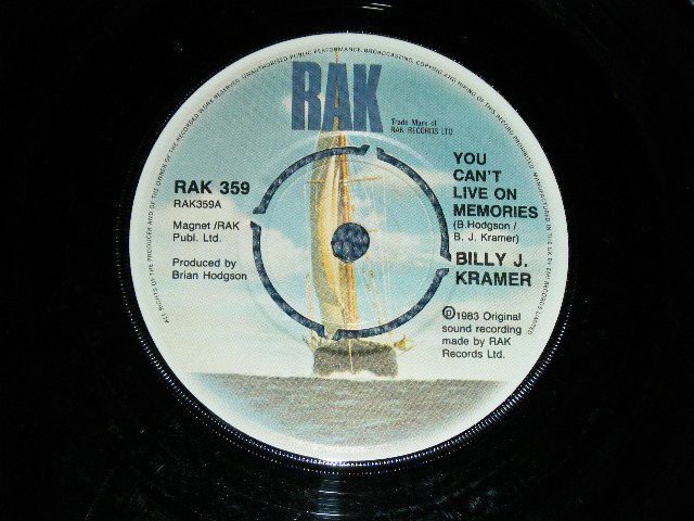 画像: BILLY J. KRAMER - YOU CAN'T LIVE ON MEMORIES / 1983  UK ORIGINAL Used 7"SINGLE With PICTURE SLEEVE