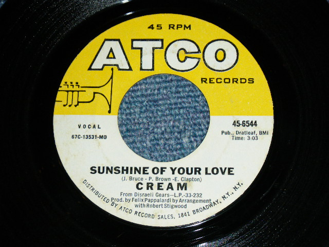 画像1: CREAM  -  SUNSHINE OF YOUR LOVE / 1968 US ORIGINAL Used 7"Single