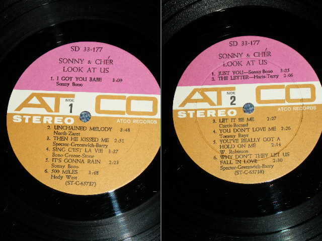 画像: SONNY & CHER - LOOK AT US ( VG+++/Ex+ )   / 1965 US ORIGINAL PURPLE & BROWN Label STEREO  LP 2nd Press With TITLE STICKER on FRONT 