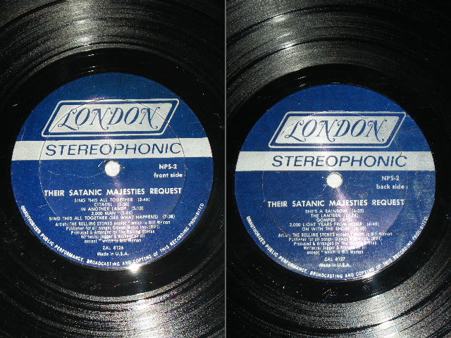 画像:  THE ROLLING STONES - THEIR SATANIC MAJESTIES REQUEST (Matrix # A) ZAL-8126 - 1W  B) ZAL-8127 - 1V) (Ex++, Ex+ .Ex+++/Ex++ Looks:Ex++ EDSP) / 1969-71 VErsion? US AMERICA "DARK BLUE Label""3-D COVER"Used LP 