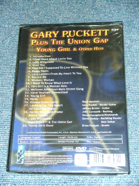 画像: GARY PUCKETT Plus THE UNION GAP - YOUNG GIRL & OTHER HITS / 2004 PAL/ALL REGIONS  GERMANY Brand New SEALED DVD 