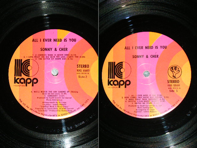 画像: SONNY & CHER -  ALL I EVER NEED IS YOU  (  Ex+++/Ex+++ )  / 1972 US REISSUE  2nd Press STEREO Used  LP