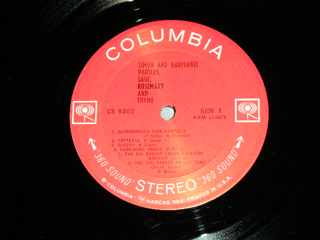 画像: SIMON & GARFUNKEL - PARSLEY, SAGE,ROSEMARY And THYME ( Matrix Number : A) XSM 114872-1F/XSM 147872-1B : Ex++/Ex++,Ex+++ ) / 1966 US ORIGINAL "360 SOUND Label"  STEREO Used LP