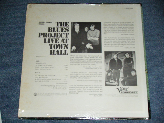 画像: THE BLUES  PROJECT - LIVE AT TOWN HALL ( Ex+++/MINT- ) / 1967 US ORIGINAL MONO WHITE Label PROMO Used LP 