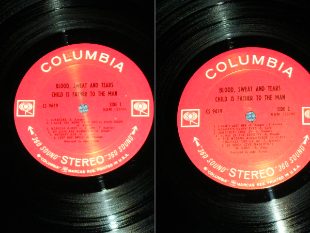 画像: BLOOD, SWEAT & TEARS  B.S&T - CHILD IS FATHER TO THE MAN ( Matrix Number : A) XSM 135785-1C /XSM 135786-1C : VG+++/Ex+++ ) / 1968 US ORIGINAL "360 SOUND Label"  STEREO Used LP