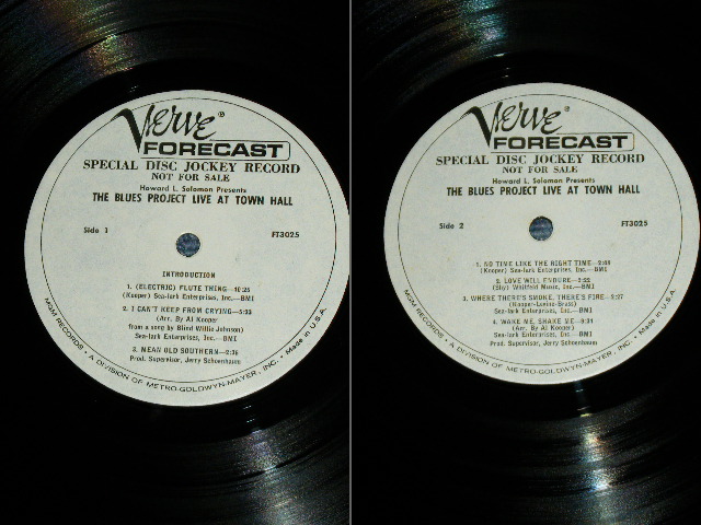 画像: THE BLUES  PROJECT - LIVE AT TOWN HALL ( Ex+++/MINT- ) / 1967 US ORIGINAL MONO WHITE Label PROMO Used LP 