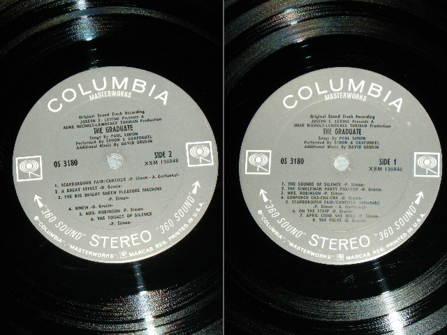 画像: ost SIMON & GARFUNKEL - THE GRADUATE ( Matrix Number XSM 136048 - 1G / XSM 136049-1G : MINT-/MINT- ) / 1968 US ORIGINAL "360 SOUND" Label STEREO Used LP