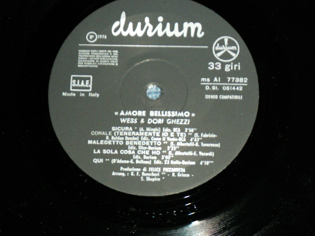 画像: WESS & DORI - AMORE BELLISIMO. / 1976 ITALY ORIGINAL Used LP 