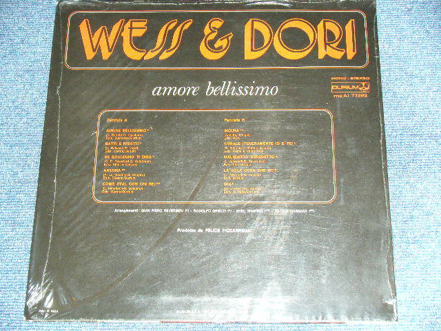 画像: WESS & DORI - AMORE BELLISIMO. / 1976 ITALY ORIGINAL Used LP 