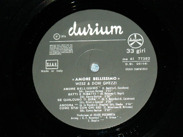 画像: WESS & DORI - AMORE BELLISIMO. / 1976 ITALY ORIGINAL Used LP 