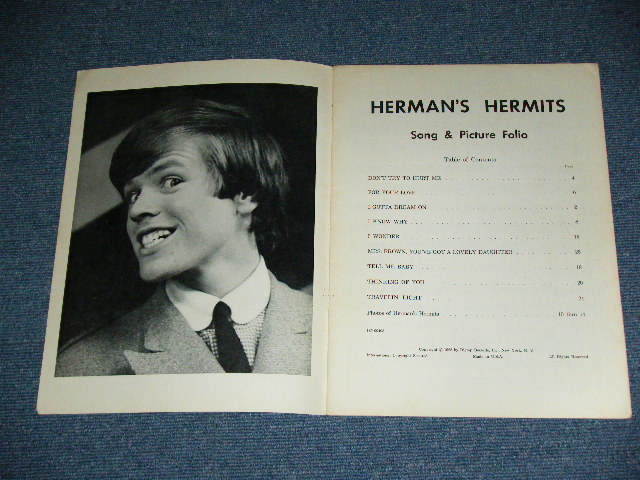 画像: HERMAN'S HERMITS - SONGS & PICTURES FOLIO  / 1965 US ORIGINAL BOOK 