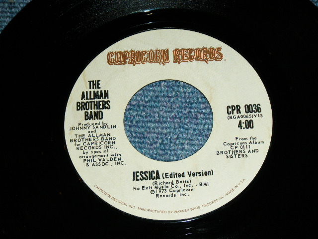 画像1: THE ALLMAN BROTHERS BAND - JESSICA  / 1973 US ORIGINAL Used 7" inch Single