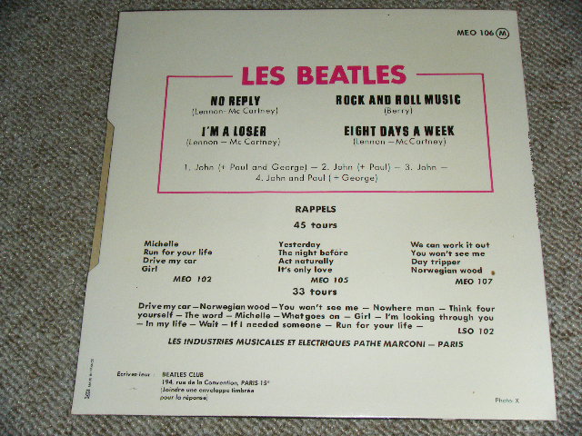 画像: THE BEATLES - 1965  / 1970's FRANCE Rissue Brand New DEAD STOCK 7" 45 rpm 4 tracks EP