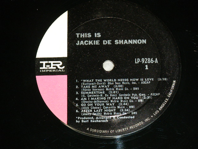 画像: JACKIE DeSHANNON  DE SHANNON - THIS IS JACKIE De SHANNON (  Ex+++/MINT- ) / 1965 USA ORIGINAL 1st Press "BLACK With PINK" Label MONO Used LP 