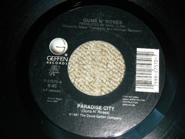 画像: GUNS N' ROSES - PARADISE CITY  / 1986  USA ORIGINAL Used 7" Single