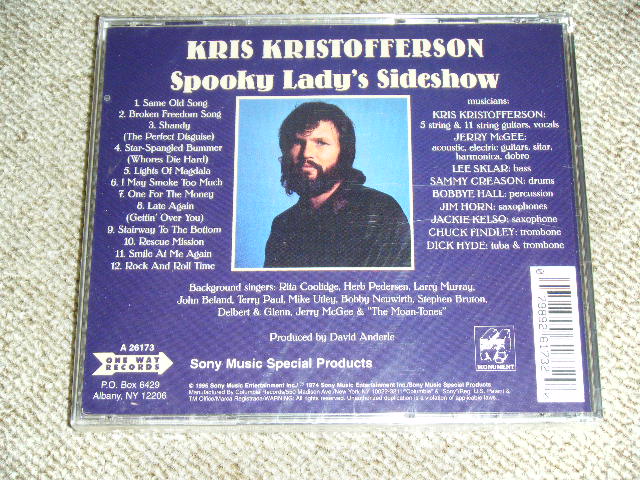 画像: KRIS KRISTOFFERSON - SPOOKY LADY'S SIDESHOW   / 1995 US ORIGINAL Brand New SEALED CD