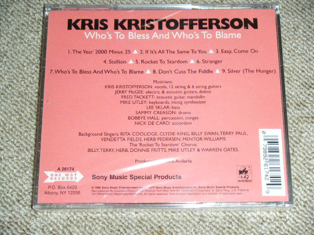 画像: KRIS KRISTOFFERSON -  WHO'S TO BLESS (SEALED) / 1996 US ORIGINAL Brand New SEALED CD