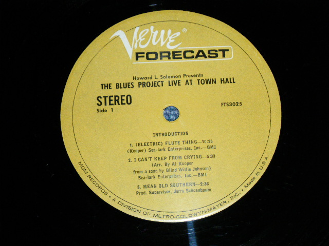 画像: THE BLUES  PROJECT - LIVE AT TOWN HALL ( Matrix number A) MGS-1018 / B)MGS-1019 : Ex+/Ex+++ ) / 1967 US ORIGINAL Used LP 