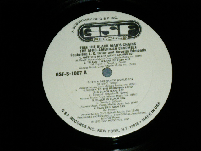 画像: THE AFRO-AMERICAN ENSEMBLE featuring L.C.GRIER and NOVELLA EDMONDS - FREE THE BLACK MAN'S CHAINS  / 1972 US ORIGINAL 'WHITE LABEL PROMO'Used  LP