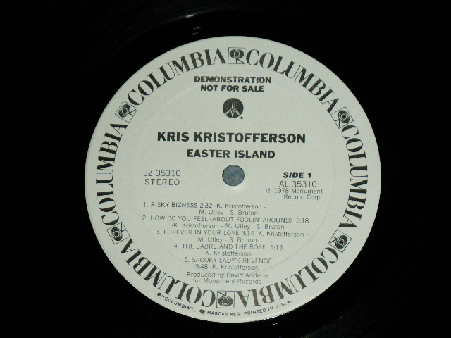 画像: KRIS KRISTOFFERSON - EASTER ISLAND / 1978 US ORIGINAL 'WHITE Label PROMO' Used  LP