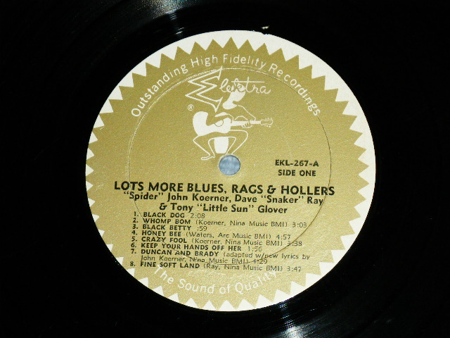 画像: "SPIDER" JOHN KOERNER + TONY"LITTLE SUN" GLOVER + DANE "SNAKER" RAY - LOST MORE : BLUES, RAGS AND HOLLERS (  Ex/Ex ) / 1963 US AMERICAN ORIGINAL MONO Used LP 