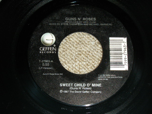 画像: GUNS N' ROSES - SWEET CHILD O' MINE / 1988 US ORIGINAL Used 7"Single With PICTURE SLEEVE 