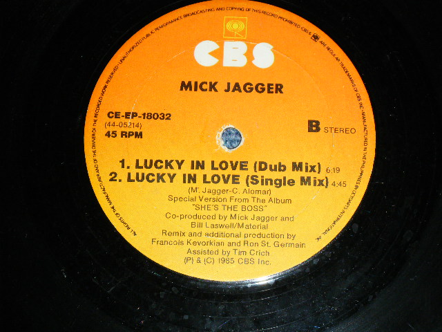 画像: MICK JAGGER of The ROLLING STONES -  LUCKY IN LOVE  / 1985  PHILLIPPINS ORIGINAL Used 12"Single  