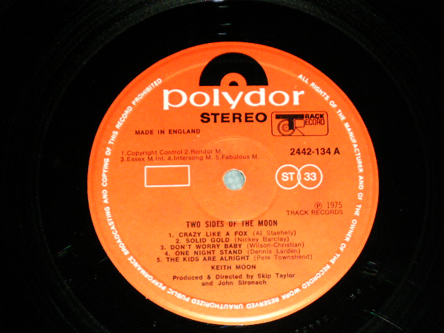 画像: KEITH MOON of THE WHO - TWO SIDES OF THE MOON (MINT-/Ex+++ B-2,3:Ex Cut out)  / 1975 US AMERICA ORIGINAL "DIE-CUT COVER" Used  LP 