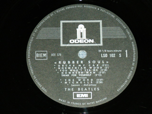 画像: BEATLES - RUBBER SOUL ( Ex++,Ex/MINT-)   / 1969? FRANCE Black With White ONE 'EMI'  Label  Used LP 