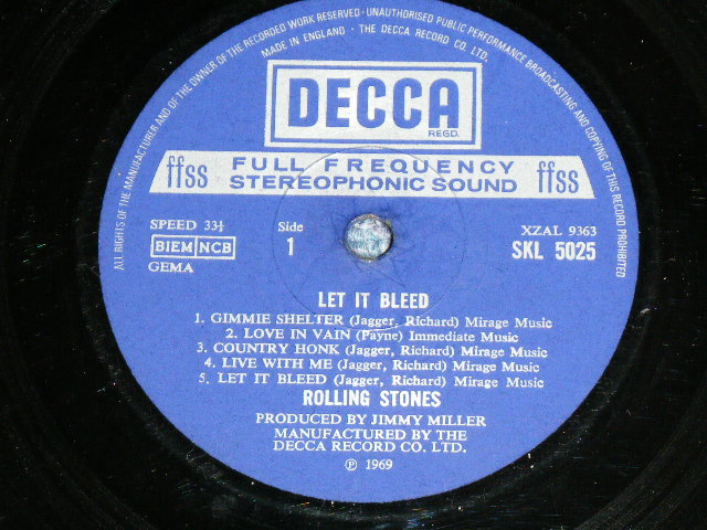 画像:  THE ROLLING STONES - LET IT BLEED ( Boxed DECCA  : Matrix Number : 3W/P-1W : Ex+.Ex/Ex  ) / 1970? UK 2nd Press "Boxed DECCA Label" STEREO Used LP 