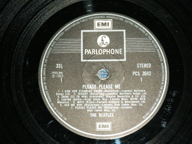 画像: THE BEATLES - PLEASE PLEASE ME ( White PARLOPHONE & 2 EMI Mark  Label : MATRIX Number 2&4 )   / UK  STEREO Used LP