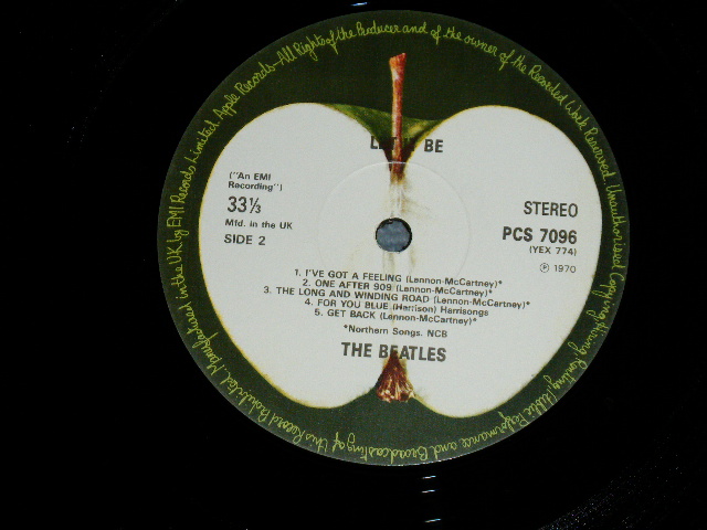 画像: THE BEATLES - LET IT BE ( Matrix Number YEX 773-5-1-1 : YEX 774-7-1-2 ) / UK REISSUE "With CD Number Credit at BACK Covers' RIGHT UP NEAR CORNER'  Used LP 