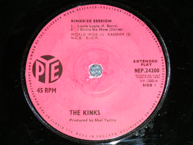 画像: THE KINKS - KINKSIZE SESSION / 1964 UK ENGLAND   ORIGINAL 1st press & 2nd Press Label Lot Used  7"45 rpm EP With PICTURE SLEEVE 