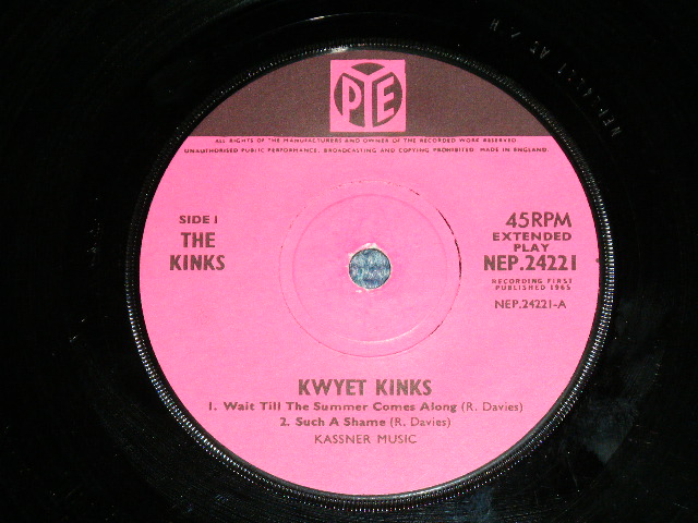 画像: THE KINKS - KWYET KINKS  / 1965 UK ENGLAND   ORIGINAL Used  7"45 rpm EP With PICTURE SLEEVE 