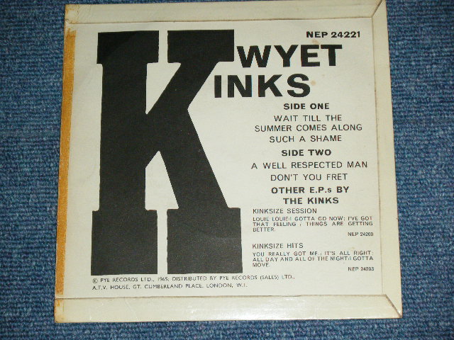 画像: THE KINKS - KWYET KINKS  / 1965 UK ENGLAND   ORIGINAL Used  7"45 rpm EP With PICTURE SLEEVE 