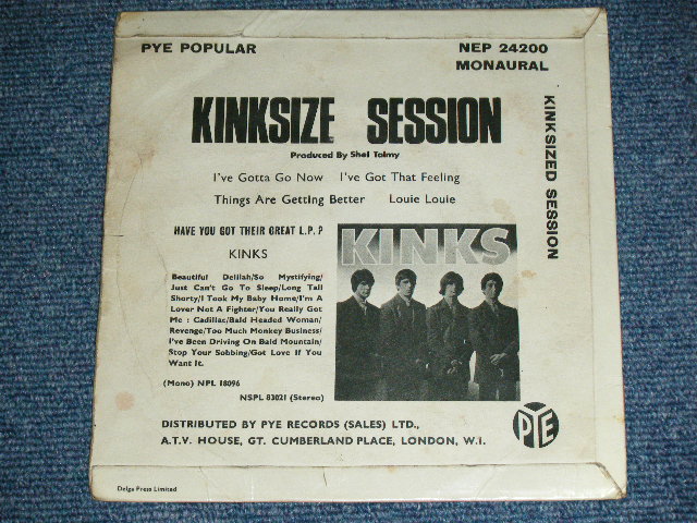 画像: THE KINKS - KINKSIZE SESSION / 1964 UK ENGLAND   ORIGINAL 1st press & 2nd Press Label Lot Used  7"45 rpm EP With PICTURE SLEEVE 