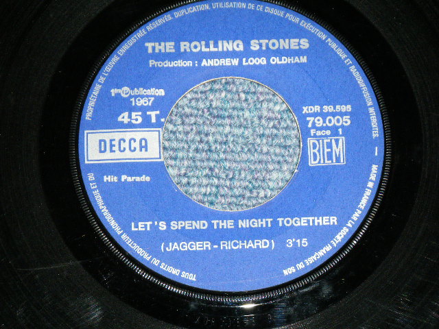 画像: THE ROLLING STONES - LET'S SPEND THE NIGHT TOGETHER ( Ex,VG++/Ex+ )  / 1967 JANNUARY  FRANCE ORIGINAL for JUKE BOX Using 1st Press Label Used 7"Single with PICTURE SLEEVE 