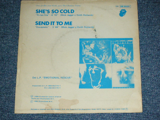 画像: The ROLLING STONES - SHE'S SO COLD  / 1980 SPAIN ORIGINAL Used 7"Single  with PICTURE SLEEVE 