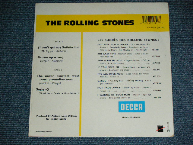 画像: THE ROLLING STONES - SATISFACTION ( 4Tracks EP : Ex++/Ex+++ )  / 1980's  FRANCE REISSUE Version with BARCORD Used 7"EP with PICTURE SLEEVE 