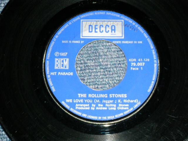 画像: THE ROLLING STONES - WE LOVE YOU ( Ex+/VG+++ )  / 1967 SEPTEMBER FRANCE ORIGINAL 1st Press Used 7"Single with PICTURE SLEEVE 