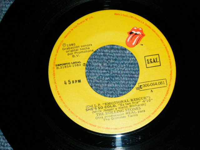 画像: The ROLLING STONES - SHE'S SO COLD  / 1980 SPAIN ORIGINAL Used 7"Single  with PICTURE SLEEVE 