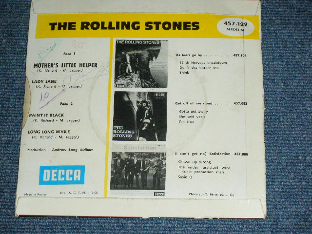 画像: THE ROLLING STONES - MOTHER'S LITTLE HELPER ( 4Tracks EP )  / 1966 SEPTEMBER FRANCE ORIGINAL 1st Press Used 7"EP with PICTURE SLEEVE 