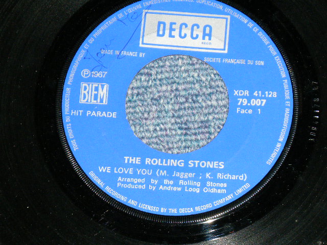 画像: THE ROLLING STONES - WE LOVE YOU ( Ex++,VG+++/Ex )  / 1967 AUGUST FRANCE ORIGINAL for JUKE BOX Using 1st Press Label Used 7"Single with PICTURE SLEEVE 