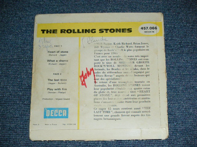 画像: THE ROLLING STONES - HEART OF STONE ( 4Tracks EP : Ex/Ex-)  / 1965 MARCH FRANCE ORIGINAL 1st Press Used 7"EP with PICTURE SLEEVE 