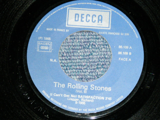 画像: THE ROLLING STONES - SATISFACTION ( Ex/Ex++ )  / 1970's  FRANCE REISSUE "BOXED 'DECCA'" Label Used 7"Single with PICTURE SLEEVE 