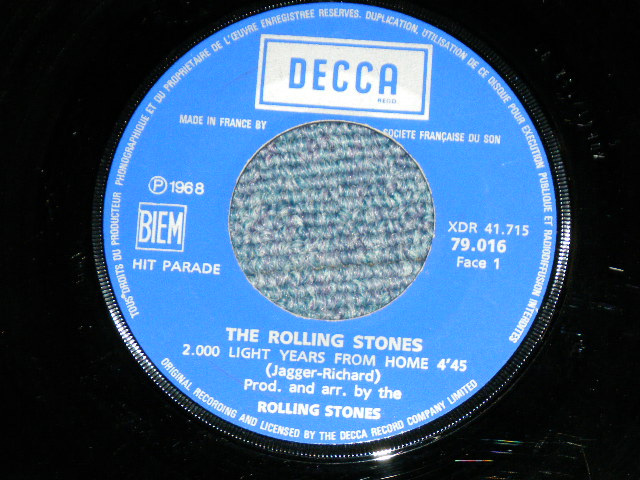 画像: THE ROLLING STONES - 2000 LIGHT YEARS FROM HOME( Ex++/Ex+ )  / 1968 JANUARY FRANCE ORIGINAL  1st Press Label Used 7"Single with PICTURE SLEEVE 