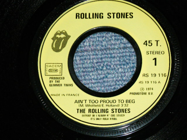 画像: The ROLLING STONES -  AIN'T TOO PROUD TO BEG ( SIDE OPEN JACKET : Ex++/Ex+++ )  / 1974 FRANCE ORIGINAL Used 7"Single  with PICTURE SLEEVE 
