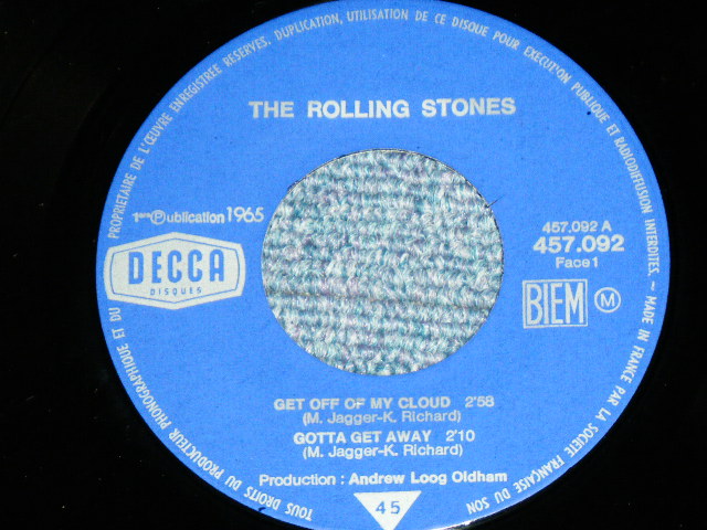 画像: THE ROLLING STONES - THE ROLLING STONES : GET OFF OF MY CLOUD  ( 4Tracks EP : MINT-/MINT- )  / 1965  FRANCE ORIGINAL Used 7"EP with PICTURE SLEEVE 