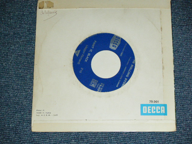 画像: THE ROLLING STONES - PAINT IT BLACK ( Ex++,Ex/Ex++ )  / 1966 MAY  FRANCE ORIGINAL for JUKE BOX Using 1st Press Label Used 7"Single with PICTURE SLEEVE 